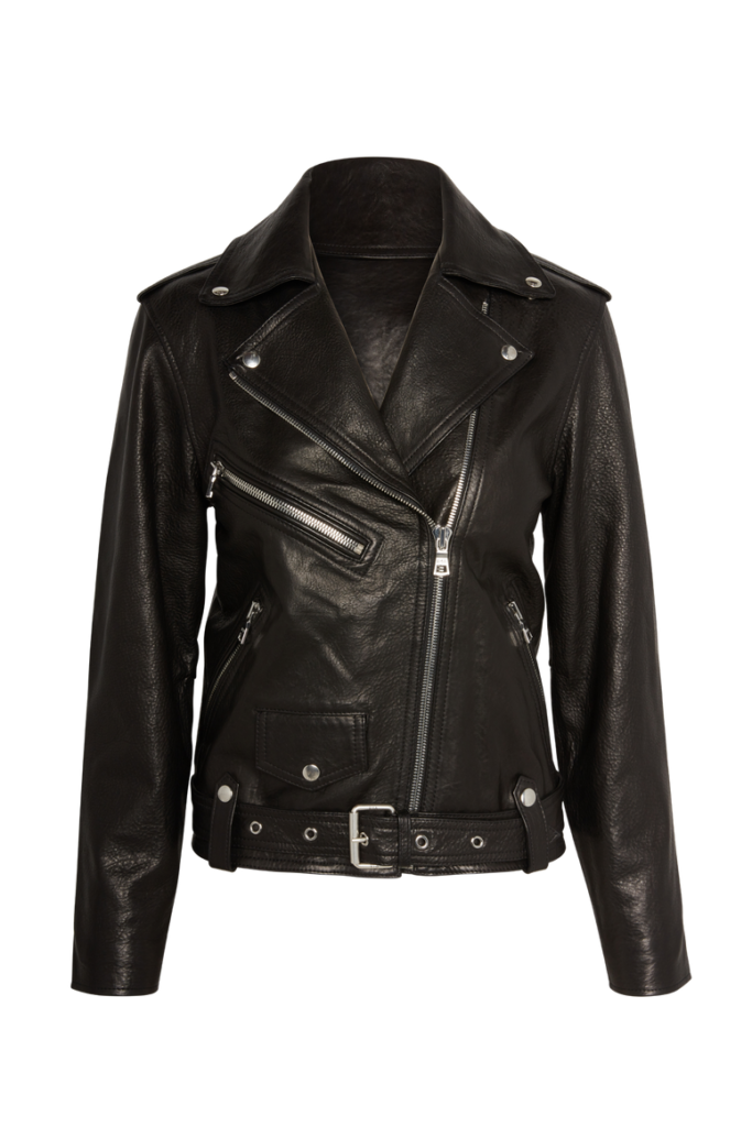 Image of a Biker style leather jacket for women