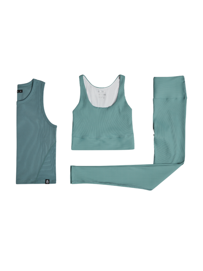 Female green color jogging dress set