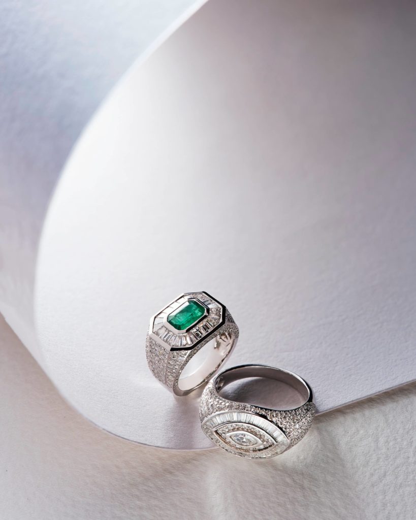 SHAY silver rings withe emerald and diamond