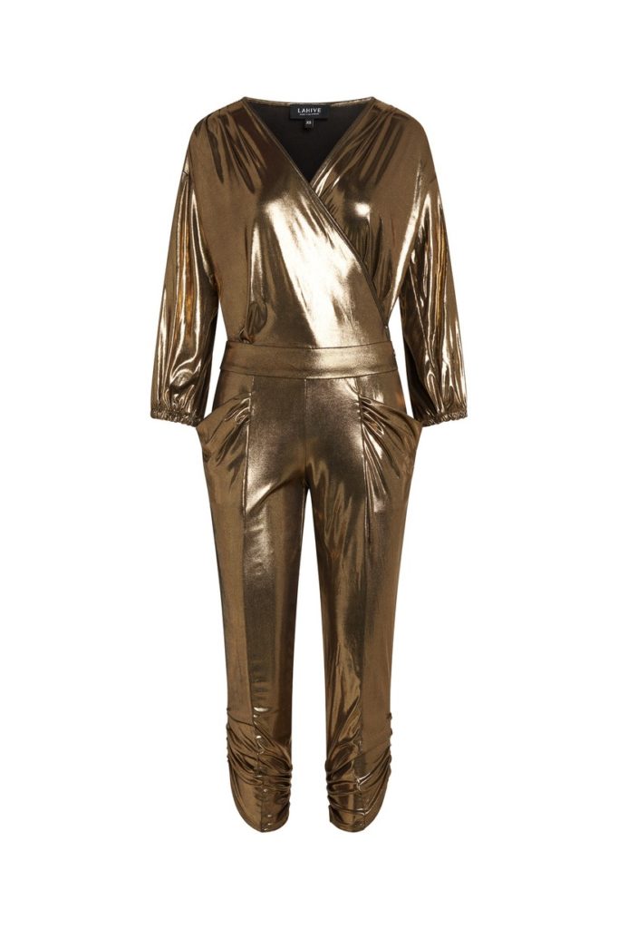 Image of a Studio 54 jumpsuit in gold shade