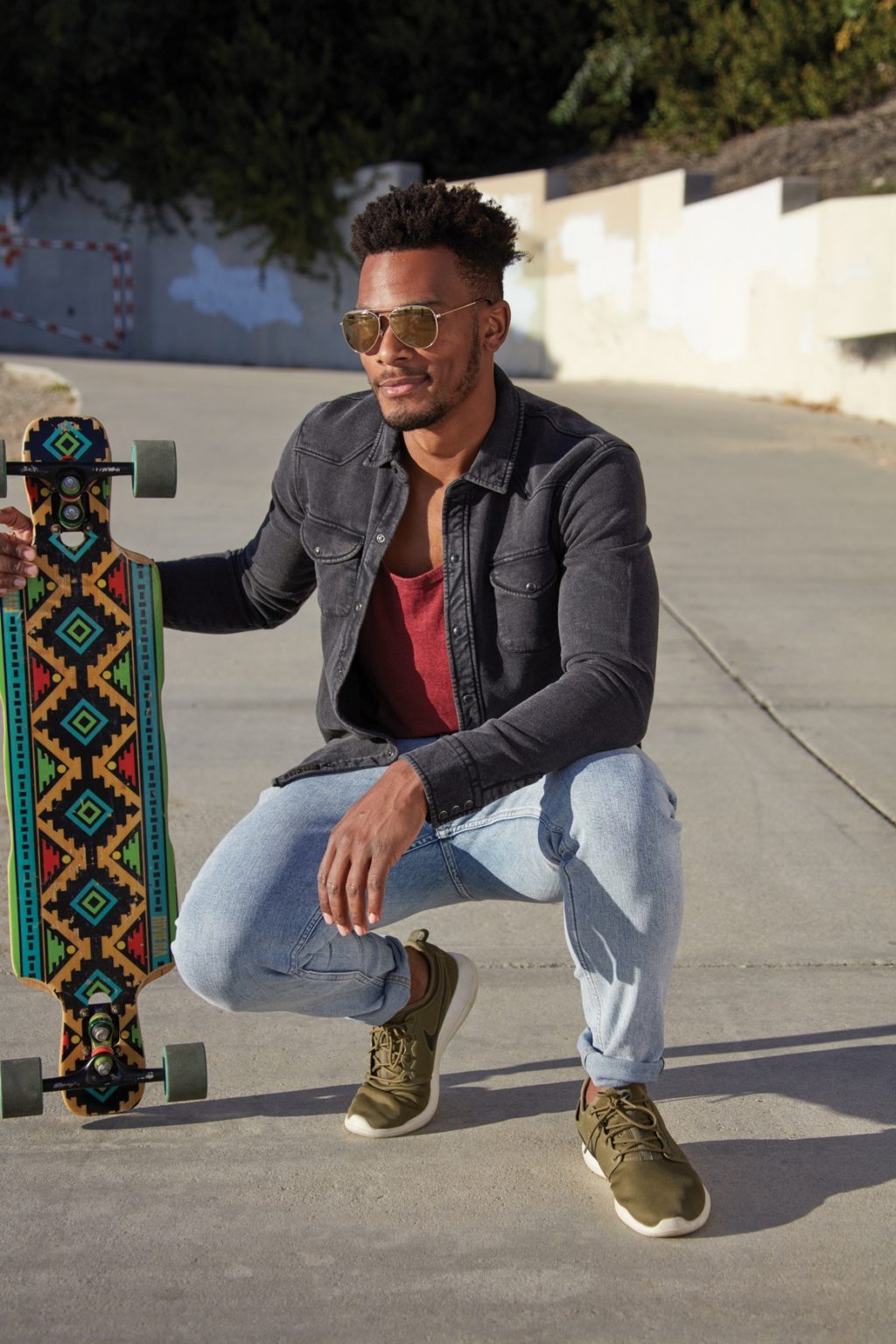 A male model with skate board