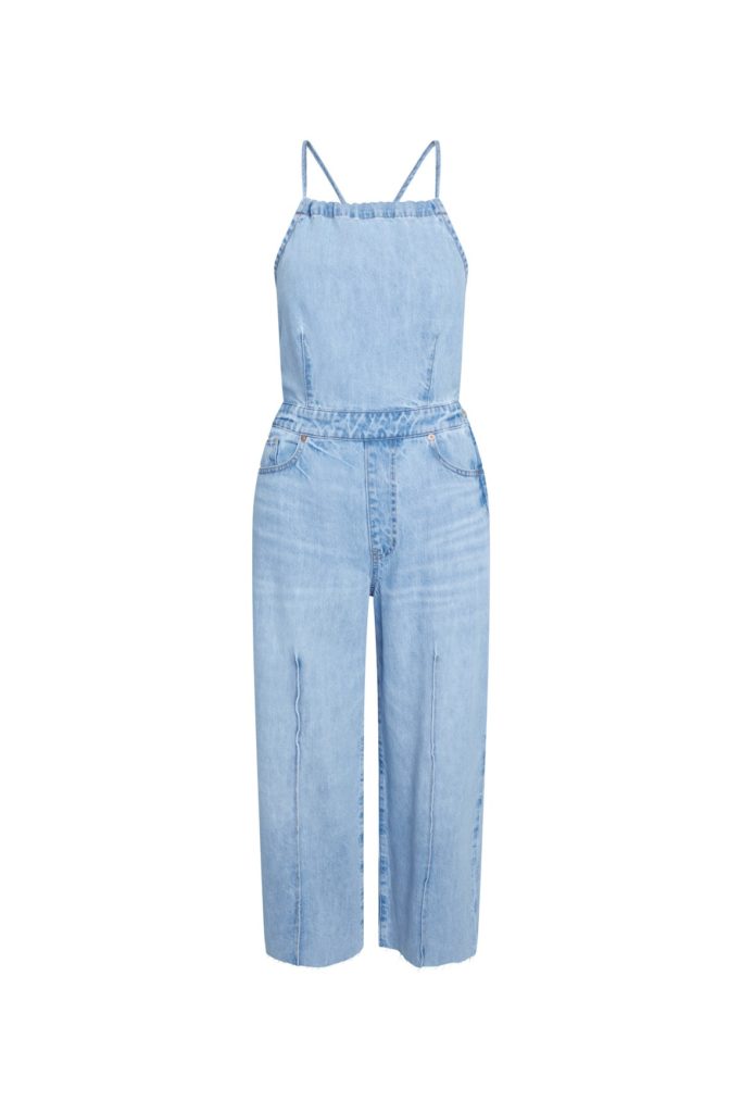 Image of a denim palazzo jump suit for women