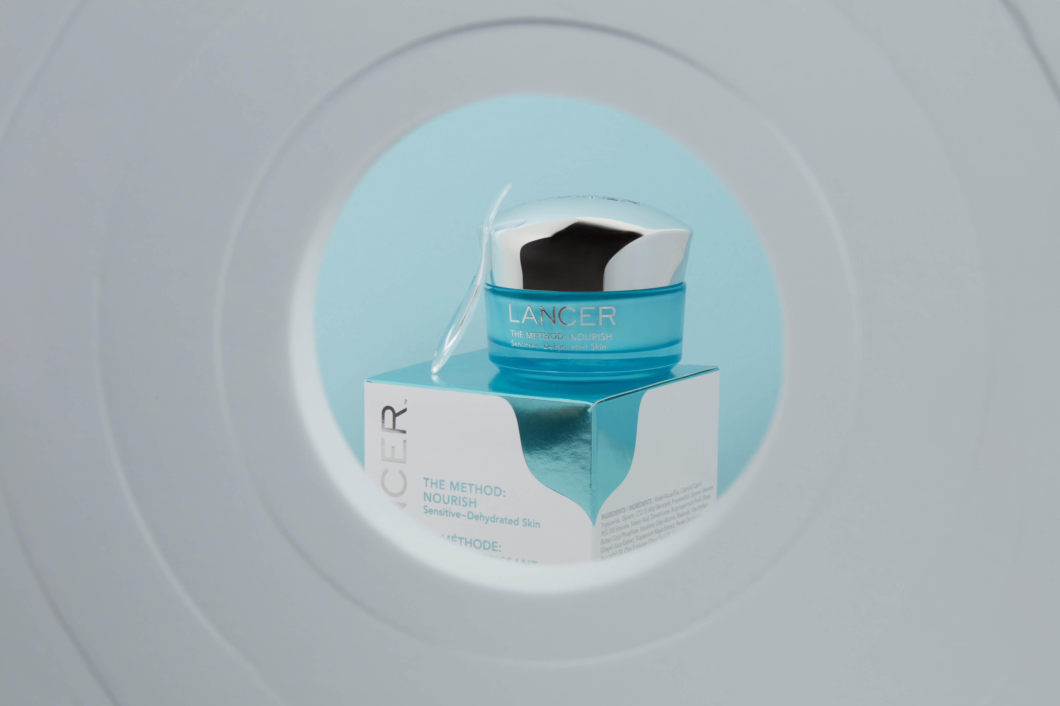 Image of a Lancer beauty product in blue color